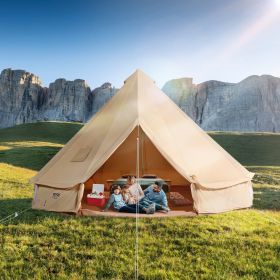 VEVOR 10-12 Person Canvas Glamping Bell Tent, Breathable Waterproof Yurt Tent with Stove Jack and Detachable Side Wall for Family Camping