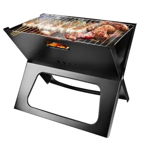 Portable BBQ Barbecue Grill Foldable Charcoal Grill Camping Garden Outdoor Travel (Option: Black)