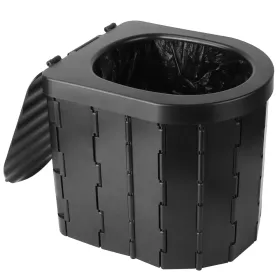 Portable Toilet Foldable Emergency Porta Potty With Lid Carry Bag 1 Roll Garbage Bags For Car Travel Camping Boating Hiking Cleanable Travel Comm (Option: Toilet)