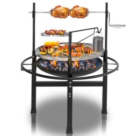 Round Black Iron Spray Coated Grill (Option: Black)