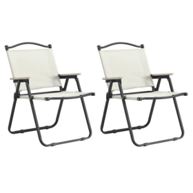 CamFolding Outdoor Chair For Indoor And Outdoor Use, Suitable For Camping, Picnic, Beach, Backyard, Barbecue, Party, Terrace, Beige (Option: 2pcs)