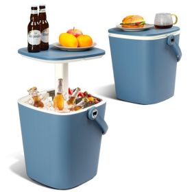 Outdoor Cooler Table, 4 Gallon Portable Cooler Side Table With Handle, Bottle Opener And Lift Top Lid, All-Weather Resistant Patio Cooler Ice Coo (Option: Blue)