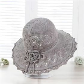Crochet Flower Woven Sun Hat; Elegant Hollow Sunscreen Bucket Hats; Women Outdoor Beach Travel Fisherman Cap (Color: Pink, size: One Size 54-59cm)