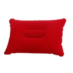 Portable Fold Inflatable Air Pillow Outdoor Travel Sleeping Camping PVC Neck ..Stretcher Backrest Plane Comfortable Pillow (Color: G911C-red, size: 43X27cm)