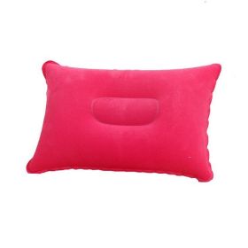 Portable Fold Inflatable Air Pillow Outdoor Travel Sleeping Camping PVC Neck ..Stretcher Backrest Plane Comfortable Pillow (Color: G911E-pink, size: 43X27cm)