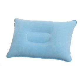 Portable Fold Inflatable Air Pillow Outdoor Travel Sleeping Camping PVC Neck ..Stretcher Backrest Plane Comfortable Pillow (Color: G911F-light blue, size: 43X27cm)