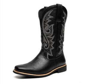 Autumn men's explosive high boots fashion trend comfortable men's boots British fashion men's boots 38-48 yards (Color: Black, size: 44)