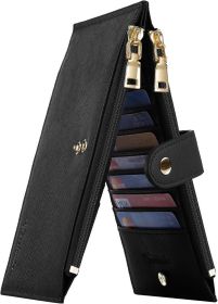 RFID Wallet Women Large Size Bifold Multi Card Wallet Case with Zipper Pocke Credit Card Holder for Women (Color: Black)