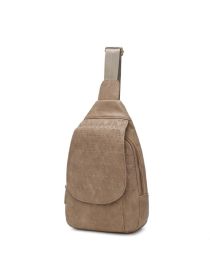MKF Collection Cleisy M Logo Embossed Vegan Leather Women Sling Bag by Mia k (Material: Vegan Leather, Color: Taupe)