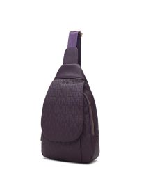 MKF Collection Cleisy M Logo Embossed Vegan Leather Women Sling Bag by Mia k (Material: Vegan Leather, Color: Purple)