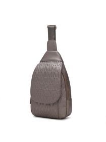 MKF Collection Cleisy M Logo Embossed Vegan Leather Women Sling Bag by Mia k (Material: Vegan Leather, Color: Pewter)