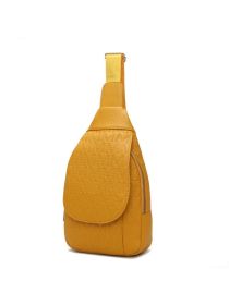 MKF Collection Cleisy M Logo Embossed Vegan Leather Women Sling Bag by Mia k (Material: Vegan Leather, Color: Mustard)