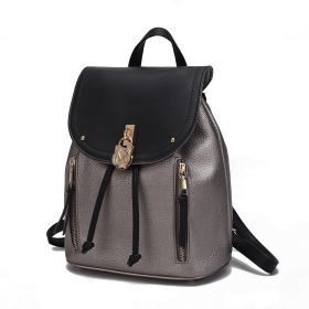 MKF Collection Xandria Vegan Leather Women Backpack by Mia K (Material: Vegan Leather, Color: Pewter-Black)