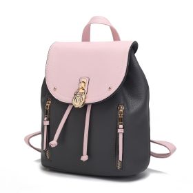 MKF Collection Xandria Vegan Leather Women Backpack by Mia K (Material: Vegan Leather, Color: Charcoal-Pink)