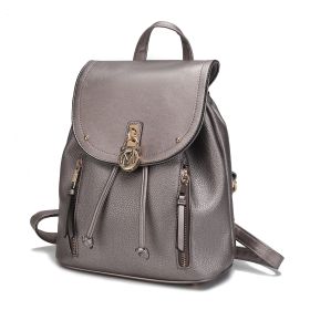 MKF Collection Xandria Vegan Leather Women Backpack by Mia K (Material: Vegan Leather, Color: Pewter)