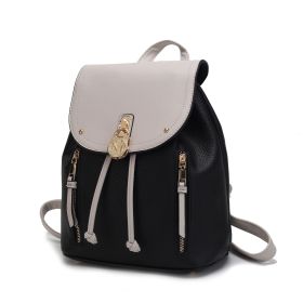 MKF Collection Xandria Vegan Leather Women Backpack by Mia K (Material: Vegan Leather, Color: Black-Lt Grey)