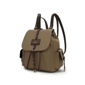 MFK Collection Paula Women Backpack by Mia K (Material: Vegan Leather, Color: Taupe Chocolate)