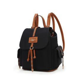 MFK Collection Paula Women Backpack by Mia K (Material: Vegan Leather, Color: Black Cognac)