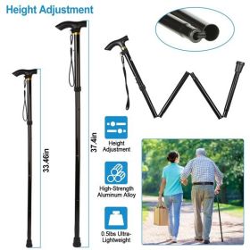 Travel Folding Trekking Hiking Pole,Collapsible Cane Adjustable Walking Stick Portable Mobility Aid for Women Men Hikers Gift,Black (Color: as picture)