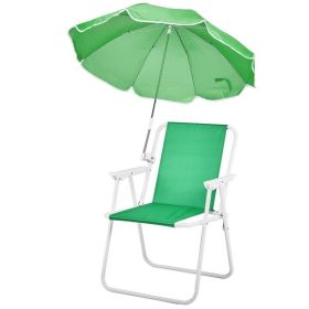 Folding Beach Chair with Umbrella for Adults, Lightweight Porable Camping Chair with 265lbs Capacity for Travel Picnic Concert & Outdoor Activiti (Option: Green)
