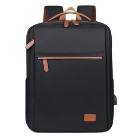 Backpack Oxford Cloth Business Computer Bag With Large Capacity, Strong And Wearable Student School Bag, Solid Color And Versatile Travel Backpac (Option: Black)